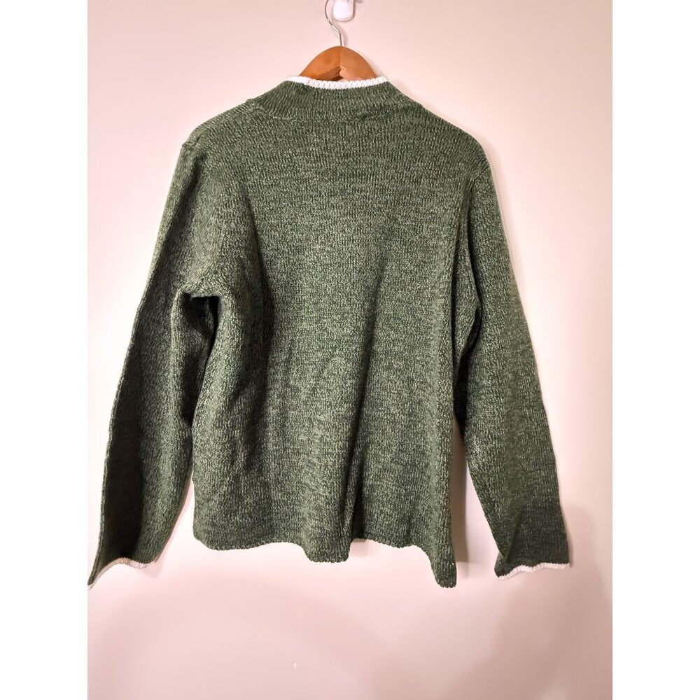 Appleseed's green sweater with white trim and decorative buttons NWOT XL - Picture 4 of 8